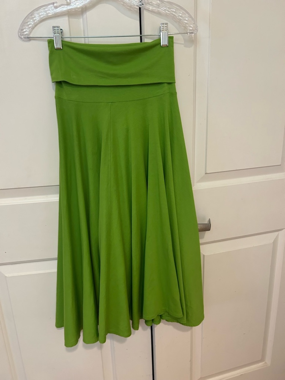 J. Crew Lime Green Fold-Over Waist Circle Skirt